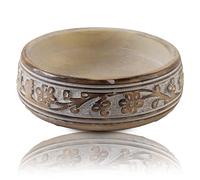 Global Village Bazaar, Bella ciotola decorativa fatta a mano in legno di mango per snack per tavolini da caffè con patatine di frutta secca accenti di decorazioni per la casa, Bianco, 15 x 5 cm