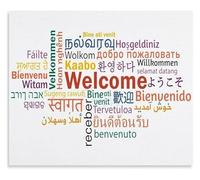 Global Welcome Greetings Poster Say Hello in Various Languages Educational Chart Canvas Wall-Art for Living Room Bedroom Home Office Decor