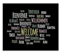 Global Welcome Sign Poster Multilingual Greeting Wall Decor For Preschool Kindergarten Homeschool Classroom(Unframed,08x12inch(20x30cm))