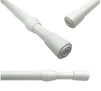 GLOBALCORPORATION Bastone Tenda Bianco Multiuso Aste a molla in Acciaio per Appendiabiti Finestra Armadio Asta Telescopica Estensibile Regolabile Astina a Pressione senza Bucare (BIANCO 100/150 cm)