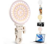GlobalCrown Luce per selfie cellulare, luce per cellulare con 100 LED, illuminazione ricaricabile a clip, 3 modalità di illuminazione per telefono cellulare/fotocamera/laptop, foto trucco, YouTube