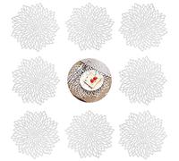 GLOBALDREAM Tovagliette Rotonde Scavate, 8 Pezzi Tovagliette Sottopiatto Tappetini da Tavola Resistenti al Calore Stuoie Tappeti da Pranzo per Tavolo, Pranzo, Cucina (Argento, 38 cm)