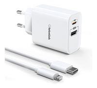 GlobaLink caricatore rapido per iPhone 32W, caricatore USB C a 2 porte con cavo da Tipo C a Lightning da 2 m [certificato MFi] compatibile con iPhone 12/12 Pro/ 12 Pro Max/ 11/ X