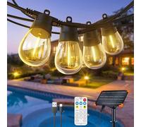 GlobaLink Catena Luminosa Esterno Solare, 30+2 LED 31M, IP65 Con Controller, USB C/Solare, 4 Modalità di Luce LED per Giardino, Festa, Terrazza