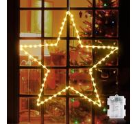 GlobaLink LED Luci Natale Stelle Pieghevole, Stella di Natale Luminosa, 1 Pacchetto Bianco Caldo 8 Modalità Batteria Alimentata Stelle Decorative da 50 CM con 70 LED, Decorare Natale,Matrimonio,Festa