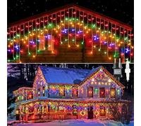GlobaLink Tenda Luminosa Esterno 20M 800LED, Catena Luminosa Esterno IP44 Impermeabile,Luci Natale Esterno Luci Cascata Luce,Patio,Giardino-4 Colori