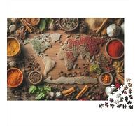 GlobalSpiceCollection Puzzle da 1000 pezzi Mappa del mondo delle spezie Natura morta Gioco educativo per adulti Decorazione per la casa Sfida ad alta difficoltà Compleanno uomo e donna 38x26cm Regalo