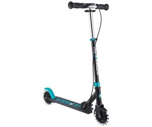 Globber - FLOW ELEMENT JUNIOR LIGHTS - monopattino pieghevole a 2 ruote con freno posteriore, manubrio regolabile e luci LED, per bambini dai 4 anni - azzurro turchese