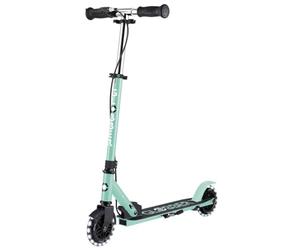Globber - FLOW ELEMENT JUNIOR LIGHTS - monopattino pieghevole a 2 ruote con freno posteriore, manubrio regolabile e luci LED, per bambini dai 4 anni - colore verde menta