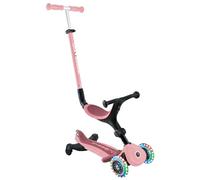 Globber - GO•UP ACTIVE LIGHTS 360 - monopattino evolutivo con seduta girevole a 360°, poggiapiedi, luci LED e 3 ruote, per bambini da 15 mesi a 6 anni - rosa pastello