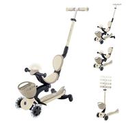 Globber - GO•UP Baby 360 Lights - Monopattino a 3 ruote con seduta e schienale, per bambini dai 15 mesi ai 6 anni, tortora