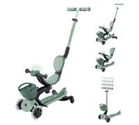 Globber - GO•UP Baby 360 Lights - Monopattino evolutivo a 3 ruote con sedile e schienale, per bambini dai 15 mesi ai 6 anni, verde salvia