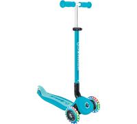 Globber - GO•UP ACTIVE LIGHTS 360 - monopattino evolutivo con seduta girevole a 360°, poggiapiedi, luci LED e 3 ruote, per bambini da 15 mesi a 6 anni - azzurro acqua