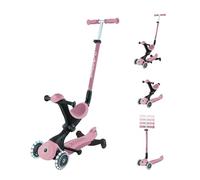 Globber - GO•UP DELUXE LIGHTS ECO 360 - monopattino evolutivo a 3 ruote con seduta girevole a 360°, poggiapiedi, luci LED e materiali sostenibili, per bambini da 15 mesi a 6 anni - rosa bacca
