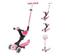 Globber - GO UP Deluxe Lights - Monopattino a 3 ruote con seduta, per bambini dai 15 mesi ai 6 anni, rosa