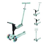 Globber - GO•UP SPORTY LIGHTS - monopattino evolutivo a 3 ruote con seduta rimovibile, poggiapiedi e luci LED, per bambini da 15 mesi a 6 anni - colore verde menta