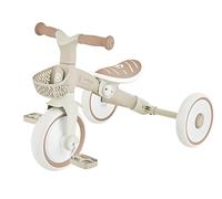 GLOBBER Learning Trike 2 in 1 Plus ECO - Triciclo e girante per bambini, 8/7", sella TPR regolabile in altezza, tortora