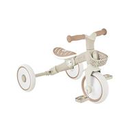 GLOBBER Learning Trike 2 in 1 Plus ECO - Triciclo e girante per bambini, 8/7", sella TPR regolabile in altezza, tortora
