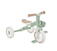 GLOBBER Learning Trike 2 in 1 Plus ECO - Triciclo e girante per bambini, 8/7", sella TPR, altezza regolabile, verde salvia