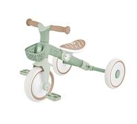 GLOBBER Learning Trike 2 in 1 Plus ECO - Triciclo e girante per bambini, 8/7", sella TPR, altezza regolabile, verde salvia