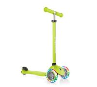 Globber - Primo Lights - Monopattino Illuminato a 3 Ruote per Bambini dai 3 ai 7 Anni +, Verde Lime, L56XW28xH77.5 cm