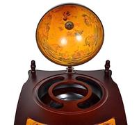 Globe Bar Wine Stand con tavolo esteso e ruote, autoportante per vino, bevande e calici, design con mappa del mondo antico