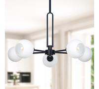 Globe Chandelier Pendant Lighting, Gold Large Semi-Flush Ceiling with Clear Glass, Dining Light Fixture for Room