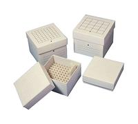 Globe - Scatola di cartone scientifico per tubi da 2 cm di altezza x 13 mm di larghezza, 81 posizioni, 134 mm di lunghezza, 47 mm di larghezza, bianco (confezione da 96)