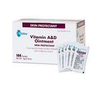 Globe Vitamin A & D Ointment | First Aid & Skin Protectant with Vitamins A & D | 5g Packets, 144-Packets Box| Lanolin & Petrolatum Formula| for Men, Women & Baby Skin | Made in The USA
