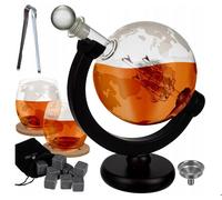 Globe Whisky Decanter Set, 2 Bicchieri, Sottobicchieri, Pinza, Dadi, 850 ml, ...