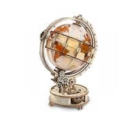 Globe with LED Light Wooden Model Building Block Kit Assembling Toy