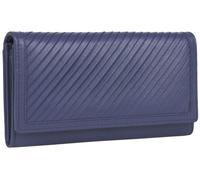 GlobeeCraft portafoglio donna in pelle vera blu con portamonete interno, grande formato con otto scomparti per carte, portafoglio donna capiente elegante, resistente e funzionale