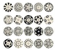 GlobeeCraft set di 20 pomelli per cassetti artigianali per restauro mobili, pomelli per armadio e cassettiera dipinti a mano, pomello ceramica vintage per cucina e armadio
