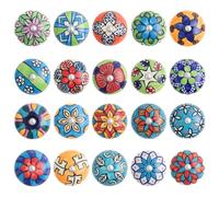 GlobeeCraft set di 20 pomelli vintage adatti a tutti i mobili e porte. Pomelli in ceramica per cassettiera, armadio e mobili cucina. Ogni pomello ha un disegno unico. Facile da montare.
