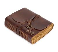 GlobeeCraft Taccuino in pelle vintage con carta di cotone, fatto a mano, ideale come taccuino da viaggio o diario vintage per scrivere, taccuino per appunti premium, 21 x 16 cm