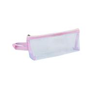 Globellapro 1 pz 23x10cm Mesh Pencil Case Trasparente Matita Sacchetto di Nylon Penna Sacchetto con Cerniera per Scuola Ufficio Forniture, rosa, Astuccio