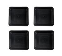 Globellapro 4 piattini quadrati per vasi da fiori neri da 15,5 cm, vassoi antigoccia per giardino/balcone/interni ed esterni