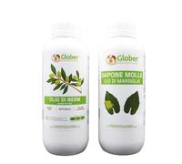 GLOBER Olio di Neem + Sapone molle liquido - Protegge Piante Orto e Giardino - Rimedio Naturale ed Ecologico contro Insetti - (2 x 1 litro)