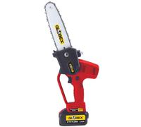 GLOBEX Mini Sega Potatura, Due Batterie Litio18V-4,0Ah, Taglio cm.18, Motore Brushless con Potenza 400W, Autonomia Lavoro 12 ore (6 ore per batteria), Incluso Lima, Chiave Esagonale, Cacciavite Taglio
