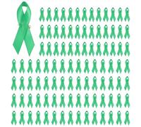 GLOBLELAND 100 spille da bavero con nastro di raso verde per la sensibilizzazione sulla salute mentale, per eventi di beneficenza, nastri con spille da balia per donne e uomini
