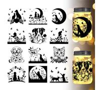 GLOBLELAND 12 Pz adesivi da parete in plastica con sagoma di gatti e cani (non adesivi) decorazione per lampada da finestra decorazione in vetro decorazione artistica per la casa