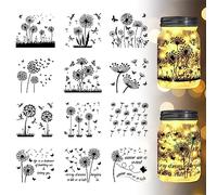 GLOBLELAND 12 Pz Tarassaco Sagoma Finestra Adesivi Plastica Libellula Farfalla Sagoma Adesivi Murali Lampada Si Aggrappa Decalcomanie Decorazioni Home Decor Arte Murale