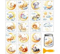 GLOBLELAND 18 fogli di animali della luna adesivi a trasferimento colorato 3.9x3.6 pollici animali dormire adesivi di trasferimento per strofinare per mobili vasi di vetro