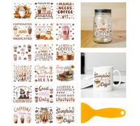 GLOBLELAND 18 fogli di caffè Copywriter strofinare sul trasferimento 3.9x3.6 Pollici colorato cappuccino ciambella torte decalcomanie per casa fiori tazza trasferimento decalcomanie per mobili