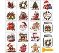 GLOBLELAND 18 foglio di Adesivi Natalizi Da 3.9x3.6 pollici con Motivo A Cervi Babbo Natale Adesivi Colorati Da Strofinare per Tazze Vasi Decorazioni Artistiche In Vetro.