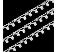 GLOBLELAND 2 Iarda di Perle Nappa Strass Frange Trim Strass Perla Nappa Catena Diamante Cristallo Nappa Frange Trim per Cucito Artigianato Abito Da Sposa Abbigliamento