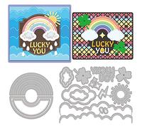 GLOBLELAND 2 Pz Giorno di San Patrizio Arcobaleno Fustelle Metallo Sun Clover Nuvole Die Cut Goffratura Stencil Modello per la Carta Card Making Decorazione Fai da Te Scrapbooking Album Craft Decor