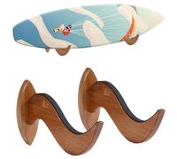 GLOBLELAND 2 set di mensole da parete per tavola da surf con supporto a parete in legno per tavola da surf e snowboard, kiteboard, decorazione per la casa
