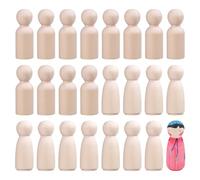 GLOBLELAND 2 Stile 24 Pezzi Bambola di Legno con Piolo per Artigianato Figure di Persone In Legno Non Finite Forme Cilindriche e Coniche Corpi Vuoti Bambole di Famiglia Angelo per Festa di Nozze