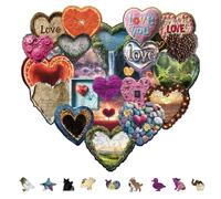 GLOBLELAND 200 pezzi Puzzle In Legno con Scena di la festa degli innamorati per Adulti 12.05x11.22 pollici Puzzles di Legno per Adulti Dalla Forma Unica Puzzle Colorati per Regali